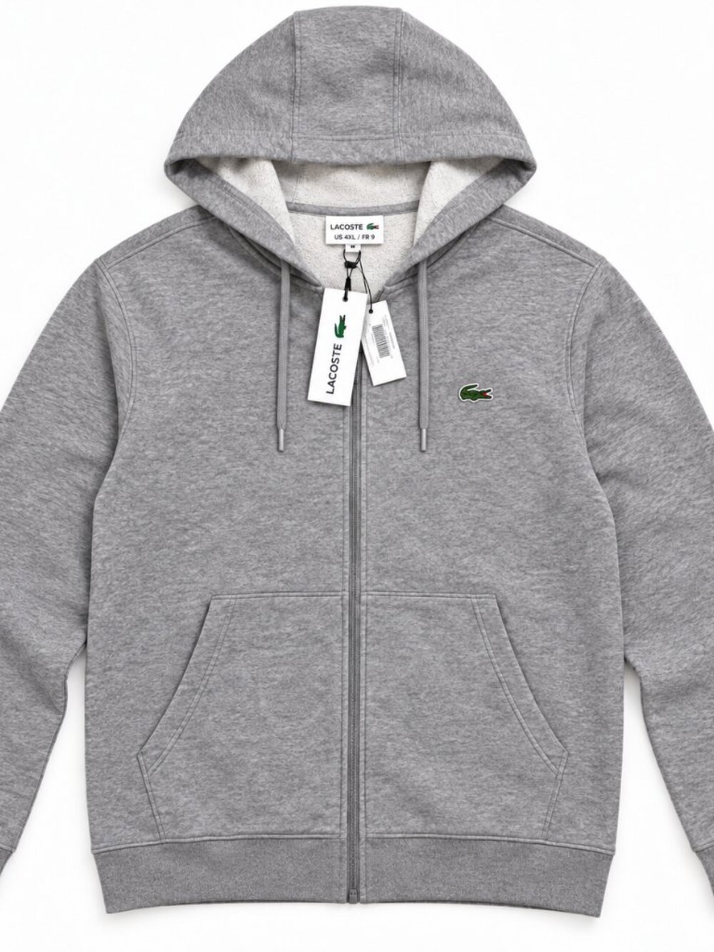 Lacoste Sport Fleece Gray Full-Zip Hoodie 4XL NWT